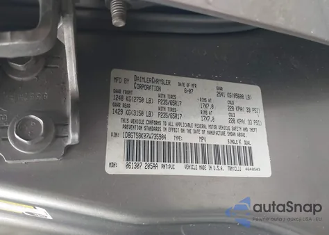 2007 Dodge Nitro Slt/Rt z USA, uszkodzony, nr VIN 1D8GT58K07W735904